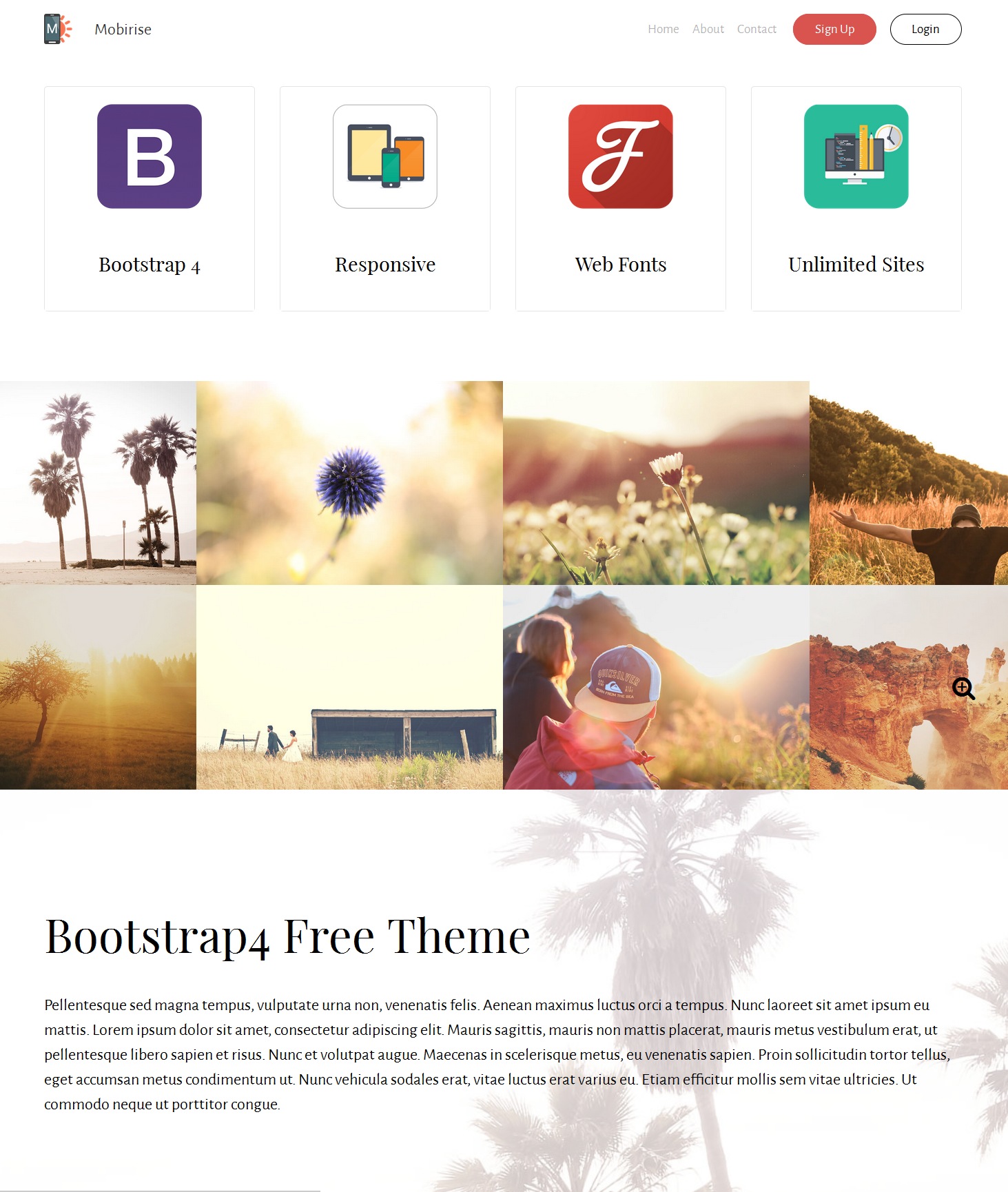 HTML Bootstrap Landing Page Theme